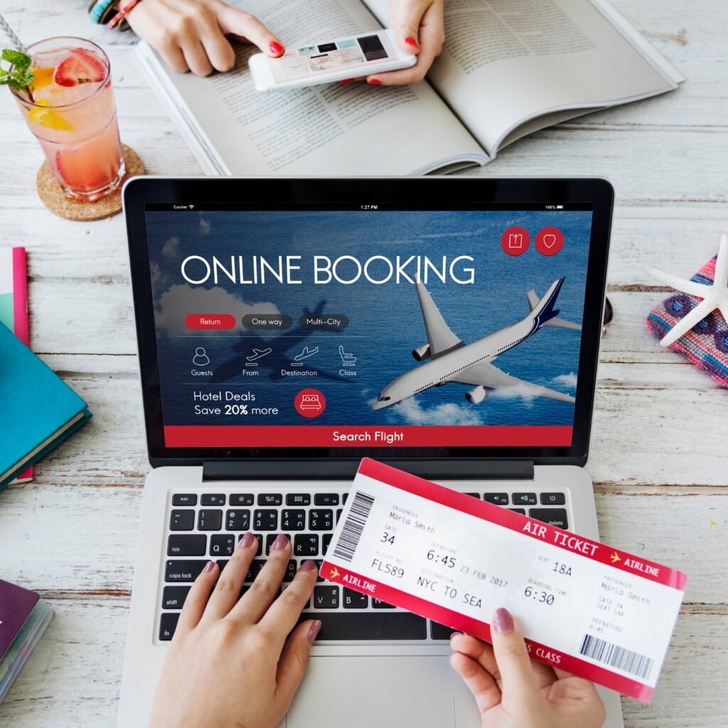 air ticket flight booking concept